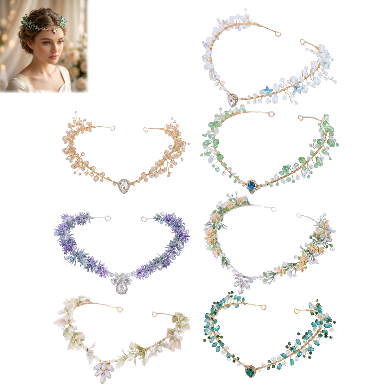Wedding Party Supply - Bridal Hairband Triangular Crystal Headpiece Forehead