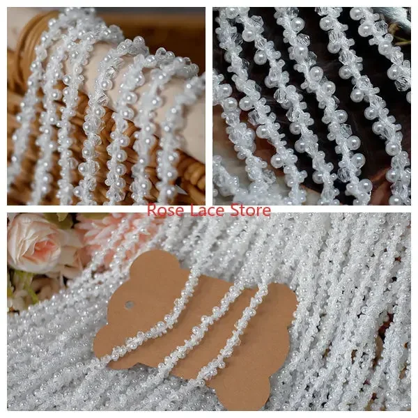 Bridal Sash Ribbon - 3 Yards Pearl lace trim, pearl