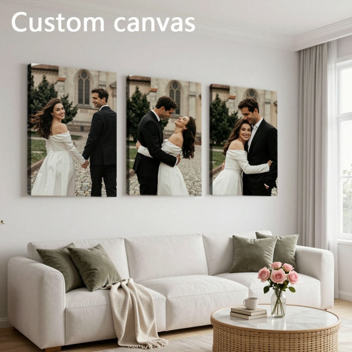 Set of 3 Custom Photo Canvas P - Wedding Party Supply recension och pris