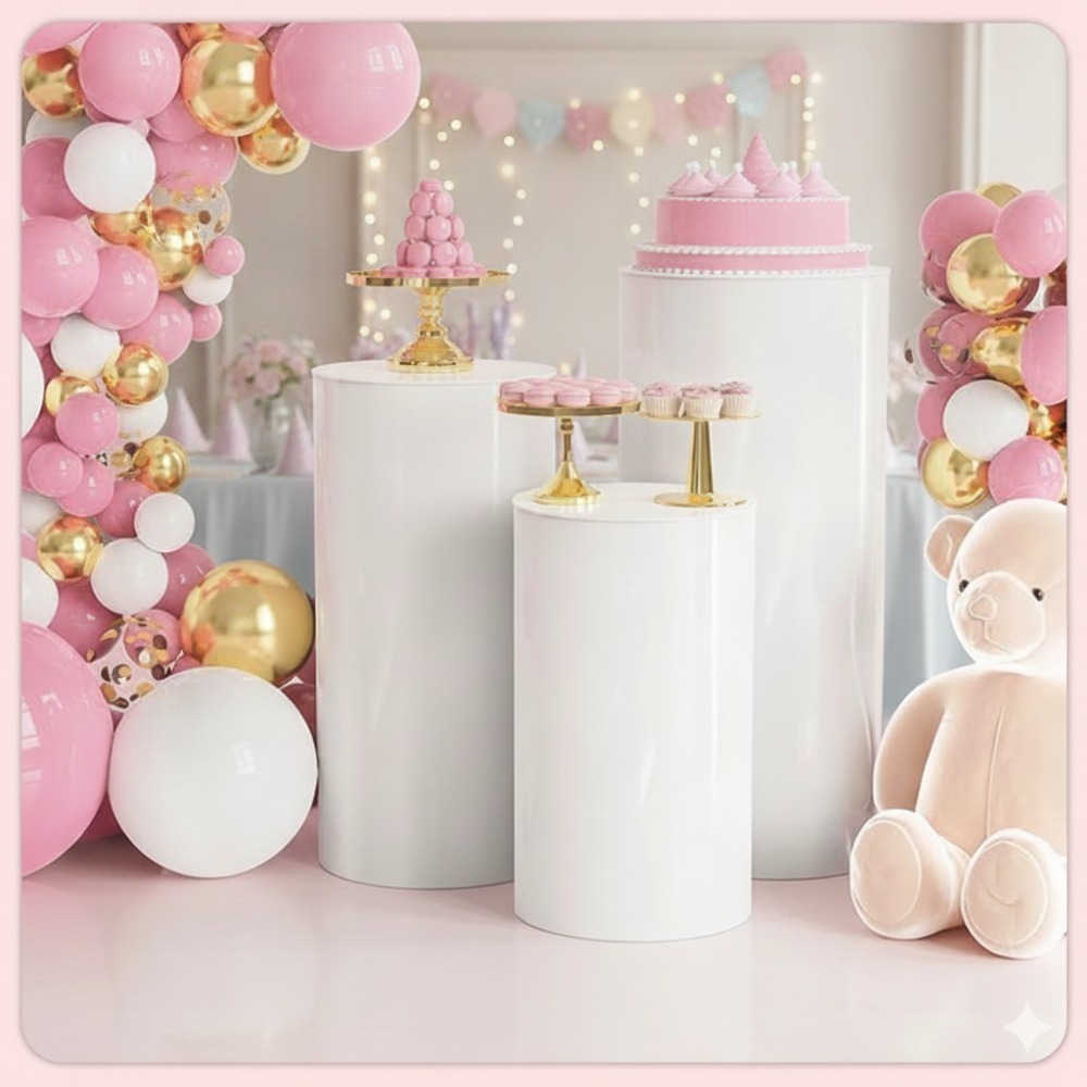 3/5Pcs White Cylinder Pedestal - Wedding Party Supply recension och pris