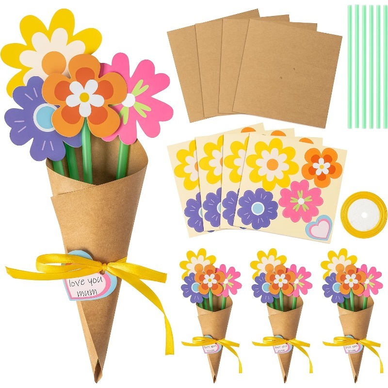 100Pcs DIY Flower Bouquet Kit  - Papercraft Supply Ribbon recension och pris