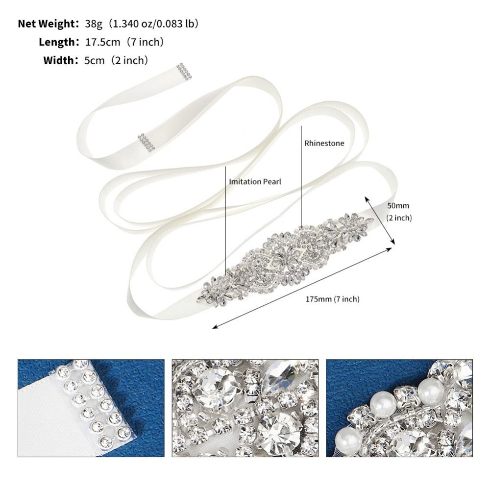 Sweet Silver Wedding Rhineston - Bridal Sash Ribbon recension och pris