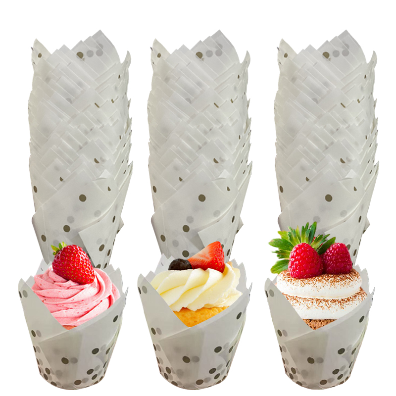 50Pcs/100Pcs Gold Dot Tulip Ca - Wedding Cake Supply recension och pris